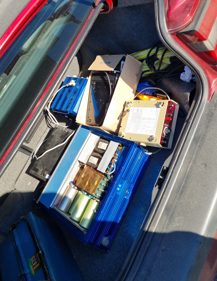 car trunk filled with the lab equipment