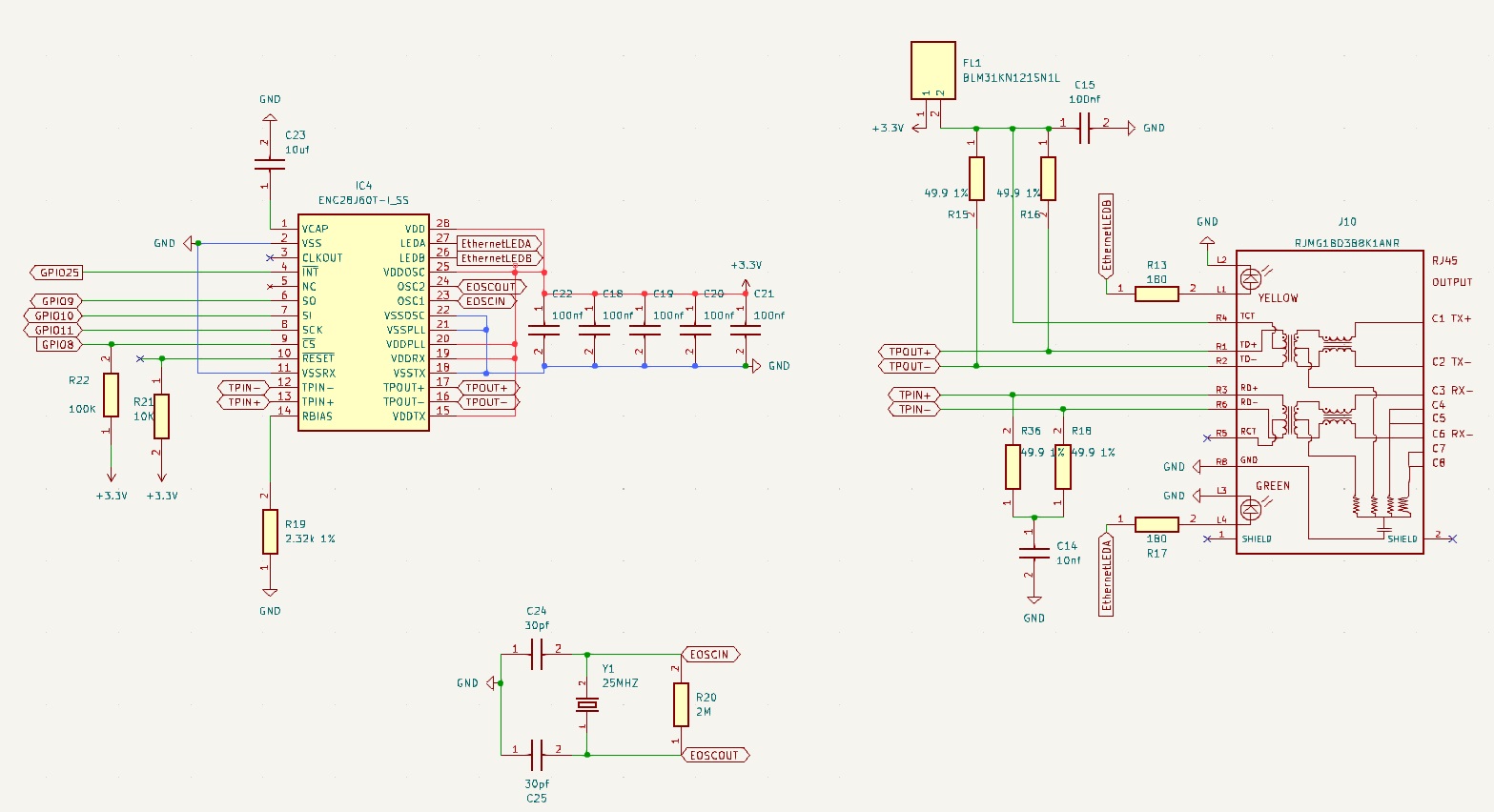 Diagram of a ethernet controller circuit